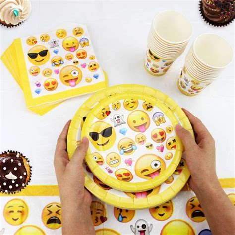 Kompanion 81 Piece Emoji Birthday Party Supplies Set Including Custom