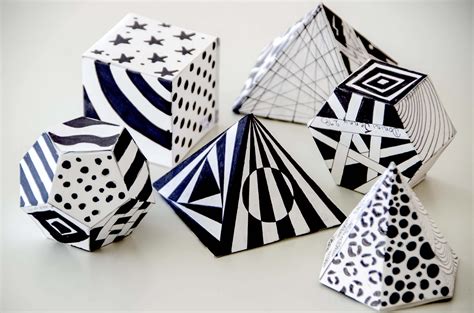 3 D Geometric Paper Shapes With Patterns Arte A Scuola