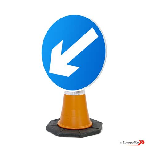 Keep Left Uk Temporary Road Sign Cone Mounted