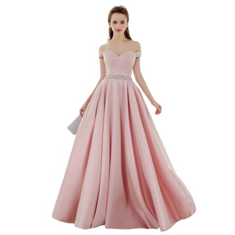 Long Evening Dress Sleeveless Satin Puffy Ball V Neck Backless Bead Nail Pink Elegant Formal