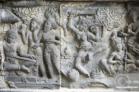 Hindu Carvings On The Prambanan Stock Photo