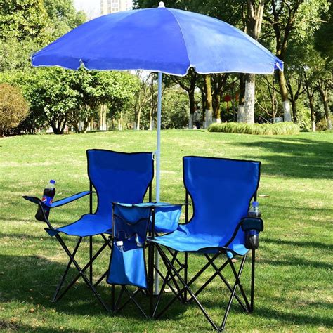 Giantex Portable Folding Picnic Double Chair Wumbrella Table Cooler Beach Camping Chair Outdoor
