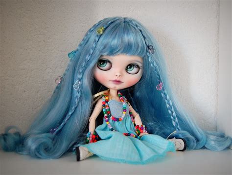 Custom Blythe Doll Custom Ooak Blythe Blue Hair Blythe Etsy Blythe
