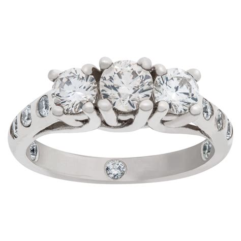 14 Karat White Gold 3 Stone Diamond Ring With The Pastpresentfuture