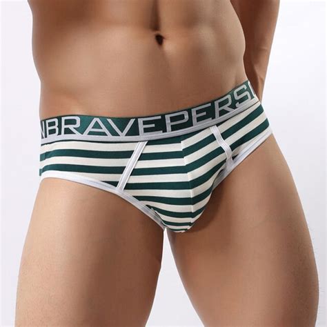 Brave Person Brand Underwear Mens Cotton Striped Briefs Underpants Men Briefs Comfortable Wide