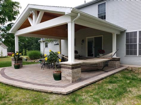 Covered Patio In Kent Oh Showcases Gorgeous Hardscapes In A Protected Outdoor Space