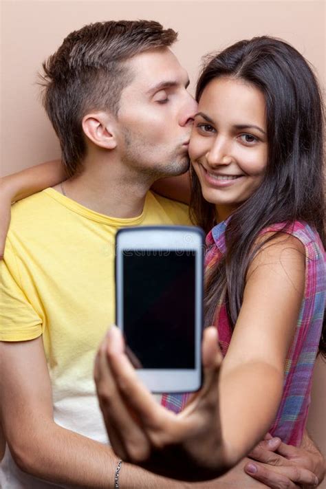 Young Couple Taking A Selfie With Mobile Phone Stock Image Image Of Female Cellphone 60532659