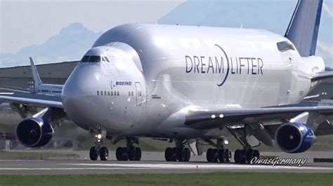 With small fleets and limited routes, it's unusual to see. Head-On Boeing DreamLifter 747LCF Landing @ KPAE Paine ...