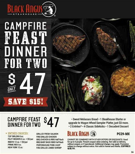Printable Campfire Feast Coupon Campfire Three Course Feast Dinner For