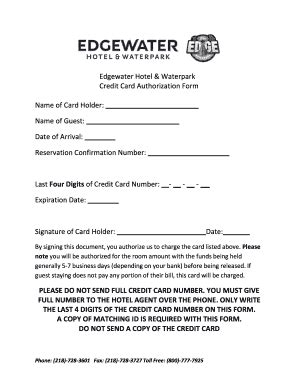 You can connect your new card number to apple paytm, google paytm, samsung pay or fitbit paytm. Fillable Online Edgewater Hotel & Waterpark Credit Card Authorization Form Name ... Fax Email ...