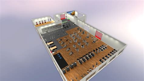 Complete with personal trainer offices and toilet facilities, this gym floor plan gives a clear overview of the different zones within the gym. Fitness Center Design - Sport and Fitness Inc.