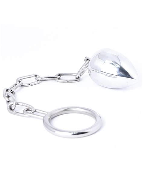 Steel Anal Egg With Chained 45mm Cock Ring