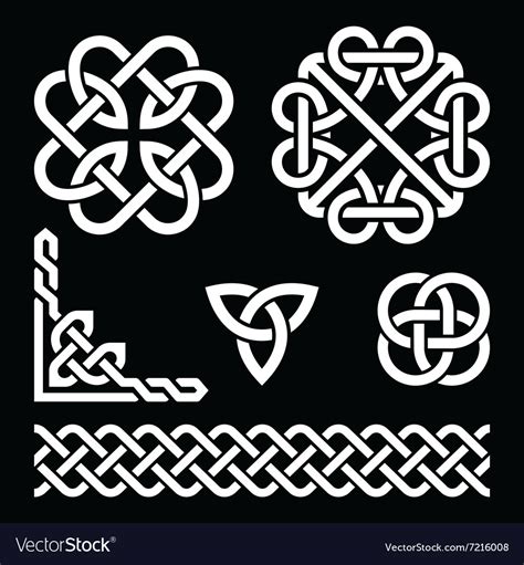 Celtic Irish Knots Braids And Patterns In White Vector Image