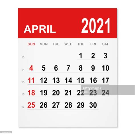 April 2021 Calendar High Res Vector Graphic Getty Images