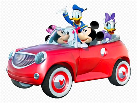 Mickey Minnie Donald Duck Daisy Duck Red Car Png Citypng