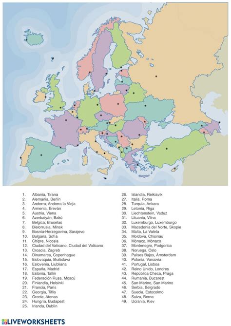 Europa Politico Ficha Interactiva Europa Politica Mapa Politico De