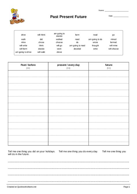 Grammar Past Present Future Tense Worksheets Worksheets For Kindergarten