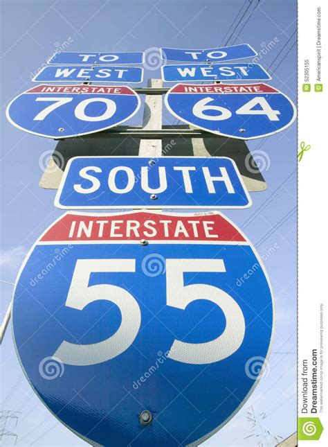 Interstate Highway Signs Show The Intersection Of Interstate 70 64 And