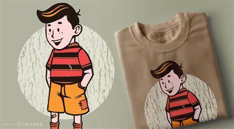 Vintage Boy Cartoon T Shirt Design Vector Download