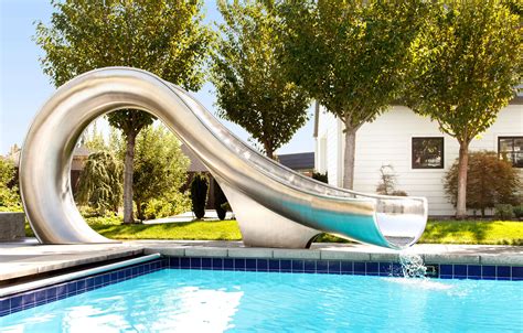 Easy Install Residential Pool Slide Waha By Splinterworks Residential Pool Swimming Pool