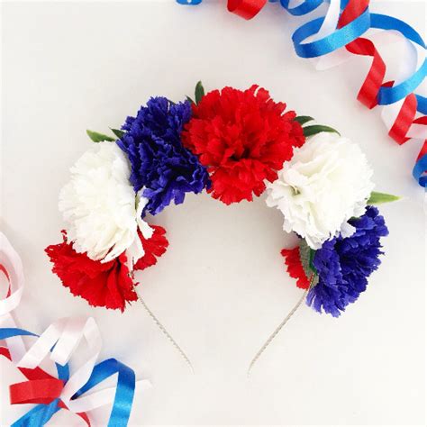Red White And Blue Carnation Flower Headband Blue Carnations
