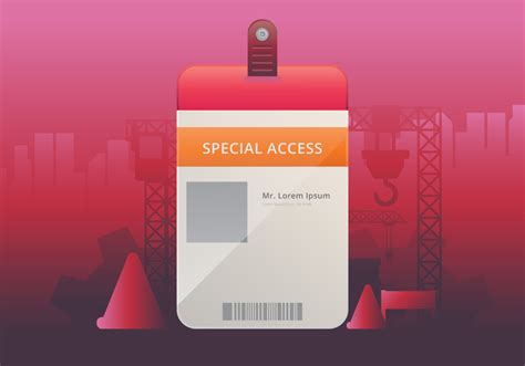 Vip Pass Id Card Template Realistic Blank Vertical Id For Construction