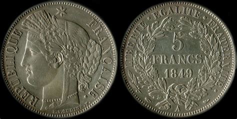 5 francs Cérès 1849A  Numismatique, Piece de monnaie, France