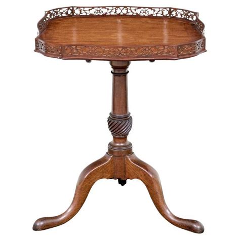 Chinese Chippendale Carved Mahogany Faux Bamboo Tea Table By Beacon