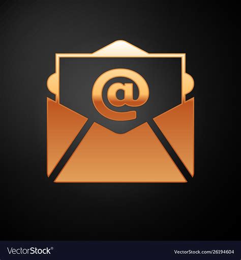 Gold Mail And E Mail Icon Isolated On Black Vector Image