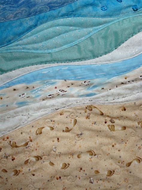 Beach Scene Fiber Art Wallhanging Ocean Quilt Seascape Quilts Beach