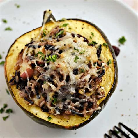 Wild Rice Stuffed Acorn Squash Cooking With Curls