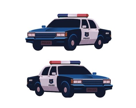 Premium Vector Retro Police Cars Set
