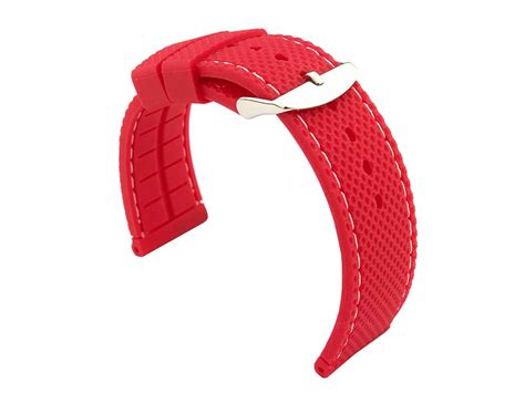 Red 24mm Silicon Rubber Watch Strap Waterproof 02st24ba09