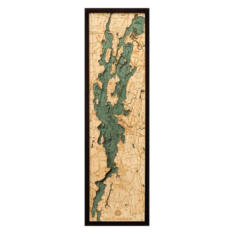 Lake Champlain Wood Map 3d Topographic Wood Chart 135 X 43