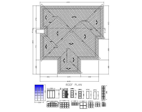 Roof Plan Of House 18875mtr X 19325mtr With Detail Dimension In Dwg