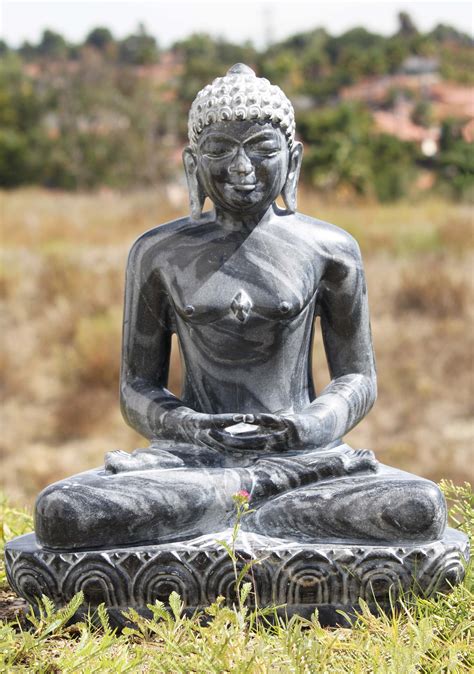 Black Marble Meditating Jain Statue 24