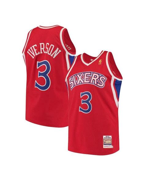 Mitchell And Ness Synthetic Allen Iverson Red Philadelphia 76ers Hardwood