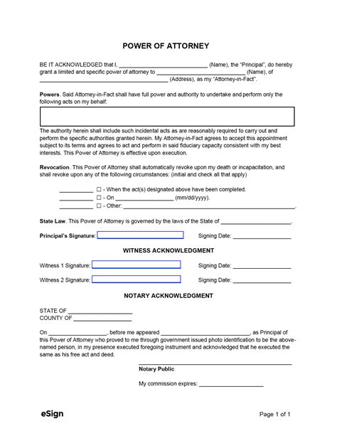 Simple Power Of Attorney Form Template