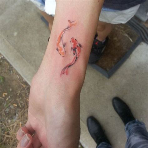 Watercolor Small Koi Fish Tattoo On Wrist Viraltattoo