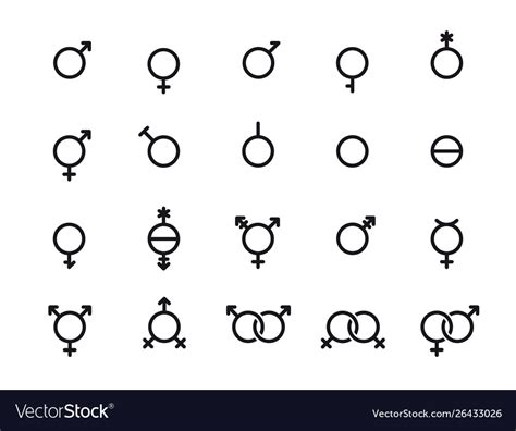Set Gender Symbols Sexual Orientation Signs Vector Image