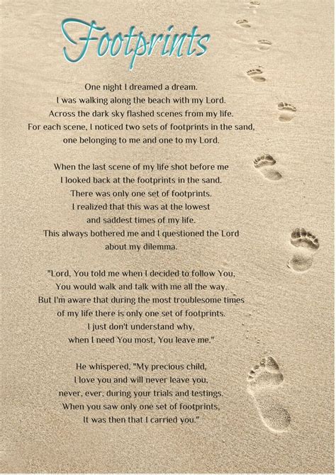 Footprints Poetry Print Footprints In The Sand Poem Art