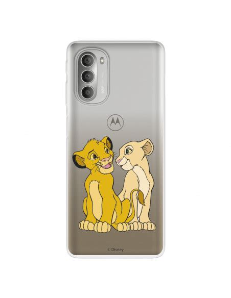 Funda Para Motorola Moto G51 5g Oficial De Disney Simba Y Nala Silueta