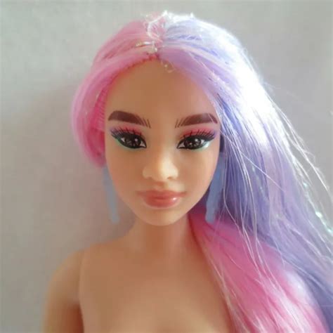 new 2020 barbie extra doll pink purple long hair fully articulated ~ curvy nude 34 98 picclick