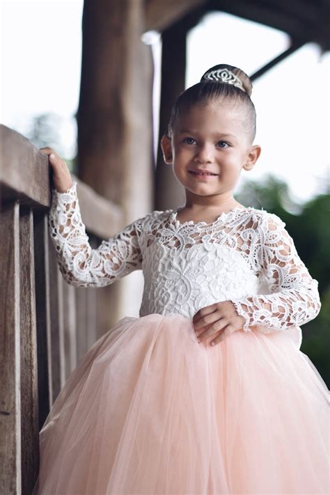 lace flower girl dress long sleeve lace satin and tulle etsy singapore