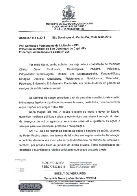 Justificativa Prefeitura Municipal De São Domingos Do Capim