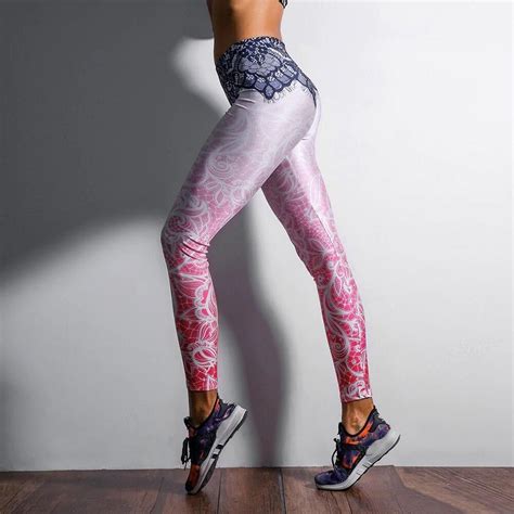 Womens Summer Slim High Waist Fitness Leggings With Digital Prints