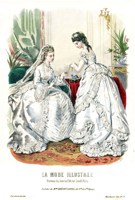 1872 La Mode Illustrée N°20 История моды Рисунки Невеста