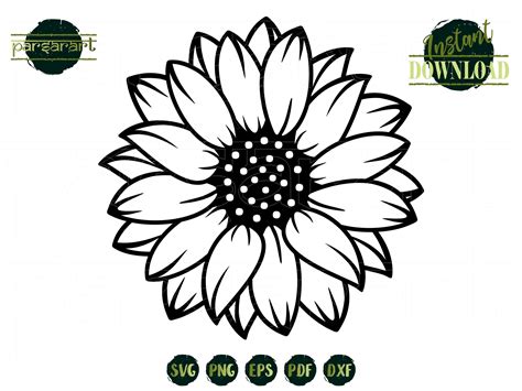 Cute And Simple Sunflower Svg Cricut Silhouette Svg Dxf Eps Floral