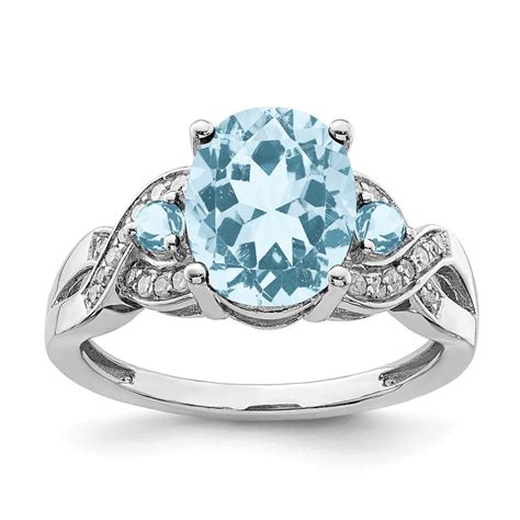 Aa Jewels Solid 925 Sterling Silver Diamond And Light Swiss Blue