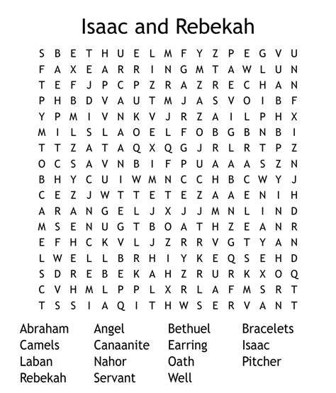 Isaac And Rebekah Word Search